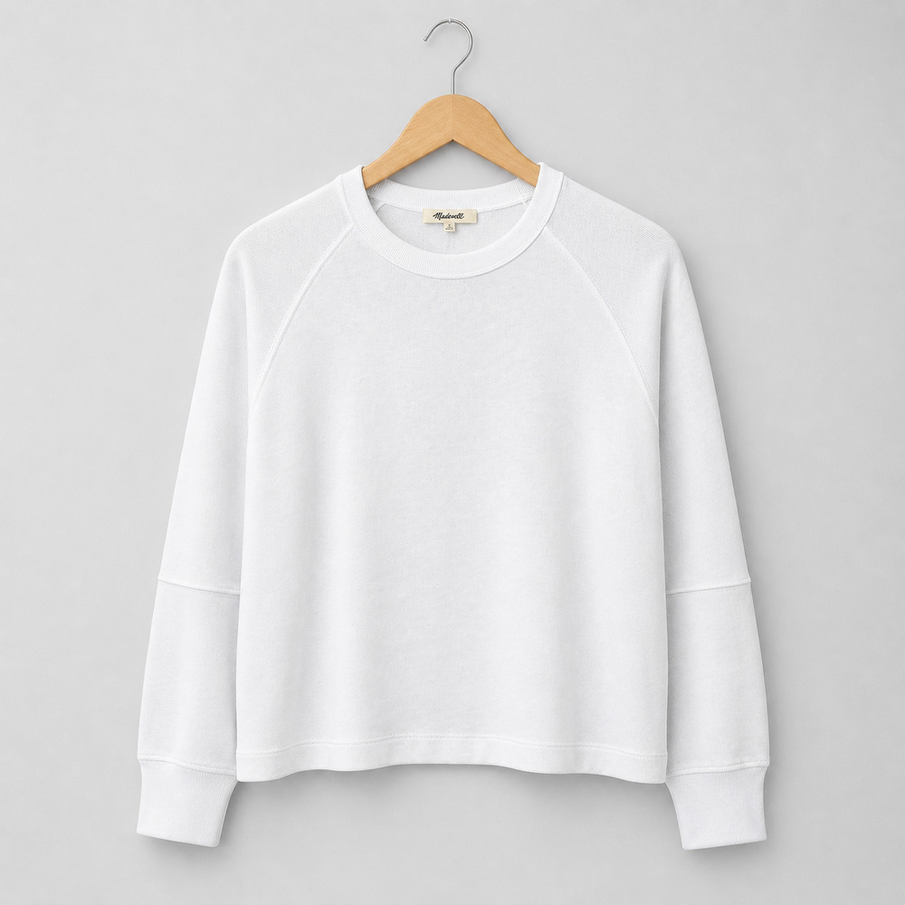 Madewell Top Womens Large White Relaxed Long Sleeve Raglan Sleeve Clean Girl NWT